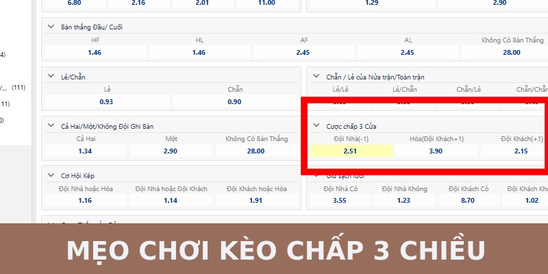 Bí quyết chinh phục kèo cược chấp 3 chiều trăm trận trăm thắng
